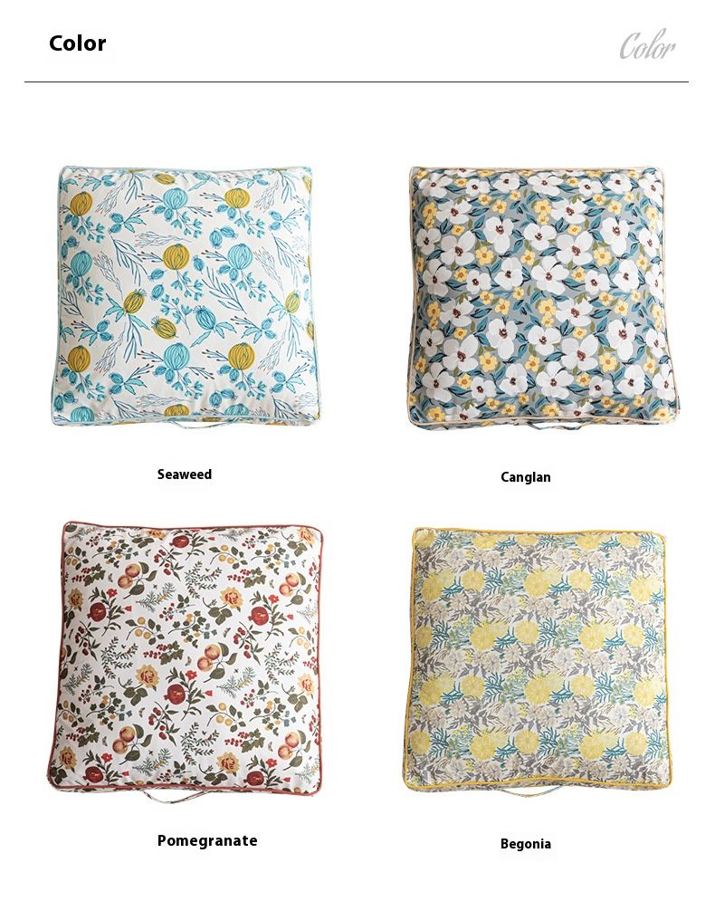 Cuscino da pavimento grande 60x60 cm con stampa floreale - Fodera rimovibile e lavabile, cuscino quadrato imbottito in cotone PP spesso per uso interno/esterno_voghion.com