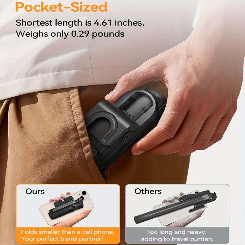 16 Inch Extendable Selfie Stick With Wireless Remote Control, Smartphone Tripod Tripod, 360 ° Rotation, One Click Expandable Tripod Stand_voghion.com