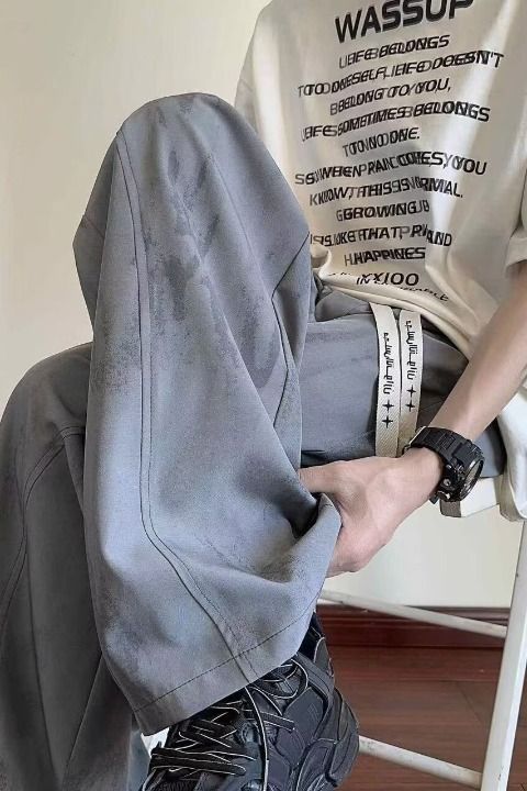 Pantaloni larghi alla moda, comodi e traspiranti, da uomo, estivi, con gamba larga e drappeggio alla moda, in stile tie-dye_voghion.com