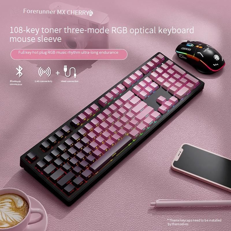 Voghon Wireless Mechanical Keyboard With Cherry MX Switches, RGB Backlit, Bluetooth 3-Mode (87/108 Key), Side-Printed Keycaps For Office & Gaming_voghion.com