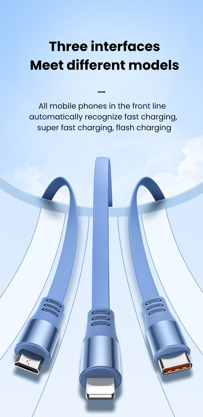 2in1 3in1 6A 100W USB-kabel voor Huawei/Honor Intrekbare draagbare 3-in-1 Micro USB Type C snellaadkabel F_voghion.com