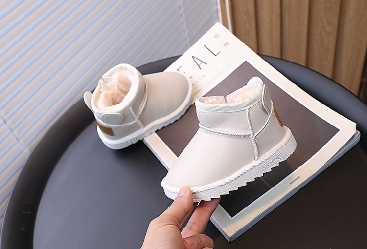 Kinder-Winterstiefel – Warme Baumwoll-Halbschuhe für Jungen und Mädchen (Schwarz/Weiß, Größen 17–28)_voghion.com