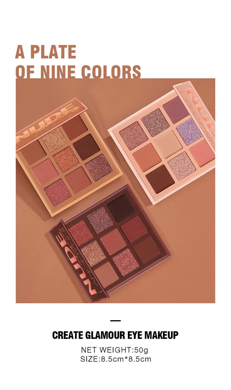 Paleta 9 kolorów Nude Eyeshadow Powder Makeup Palette Matte Shimmer Eye Pigmented Powder Make Up New Warm Earth Color Eyeshadow_voghion.com