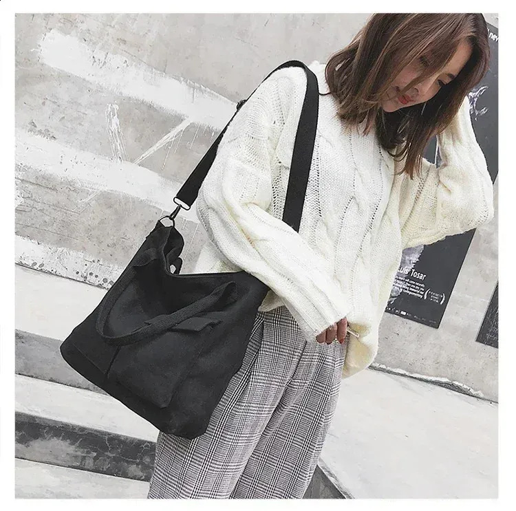 Modische Canvas-Tasche, Handtasche für Studentinnen, Schultertasche, großes Fassungsvermögen, einfarbig, Shopper, lässige Umhängetasche für Damen, 240731_voghion.com