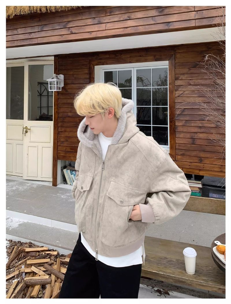 Men's Winter Hooded Puffer Jacket, Oversized Style, Retro Quilted Coat With Marble Print, Streetwear-Inspired Warm Outerwear_voghion.com