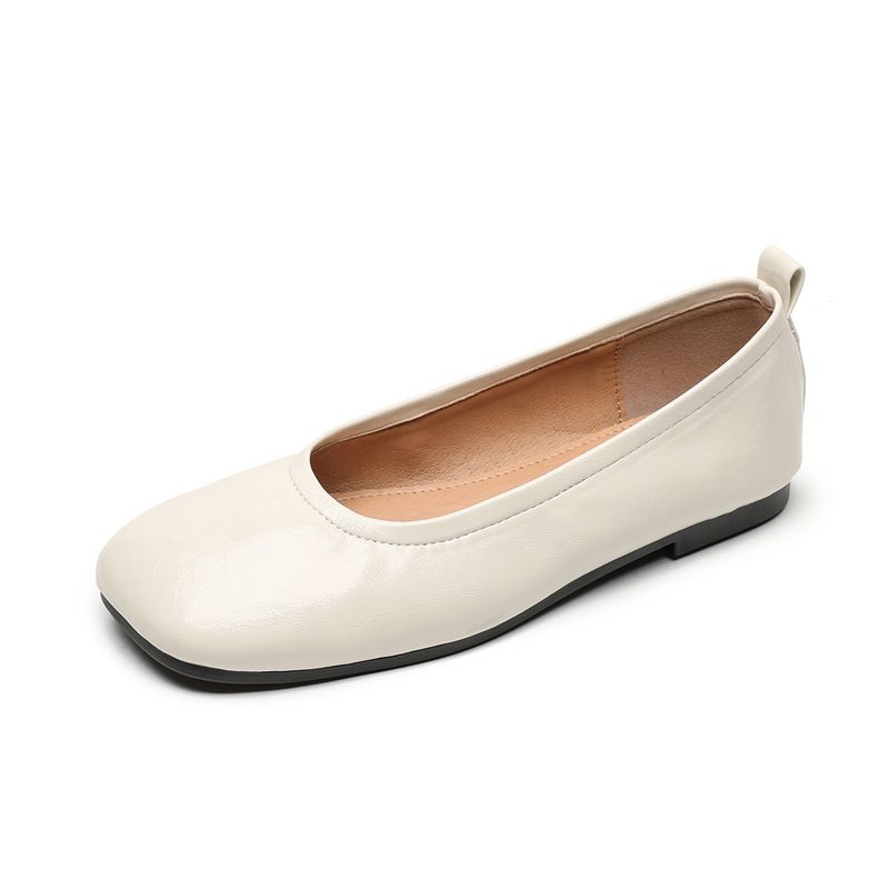 Zapatos de abuela retro con punta cuadrada, zapatos sencillos para mujer, suela plana, un pedal, suela blanda, boca baja, zapatos para desplazamientos diarios._voghion.com
