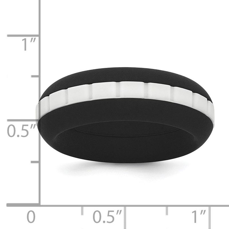 Silicone Black With White Grooved Center 7.50mm Band_voghion.com