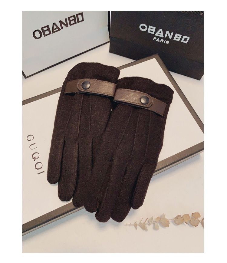 Uld handsker til mænd med touchscreen, vintermodel med fortykket fleece for varme, modstandsdygtighed over for kold vind, cool og afslappet kørsel_voghion.com