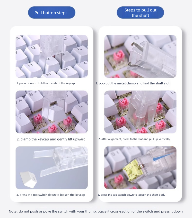 Key Puller 2-in-1 Integrated Mechanical Keyboard CIY Switch Body Clamp Hot Swap Removal Keycap Tool_voghion.com