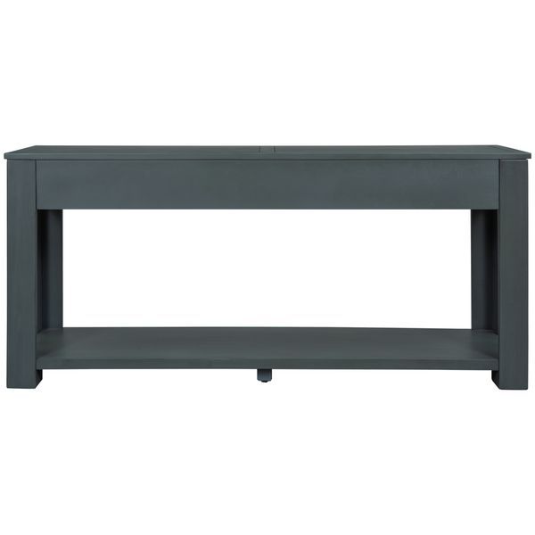 TREXM Console Table/Sofa Table With Storage Drawers And Bottom Shelf For Entryway Hallway (Navy)_voghion.com