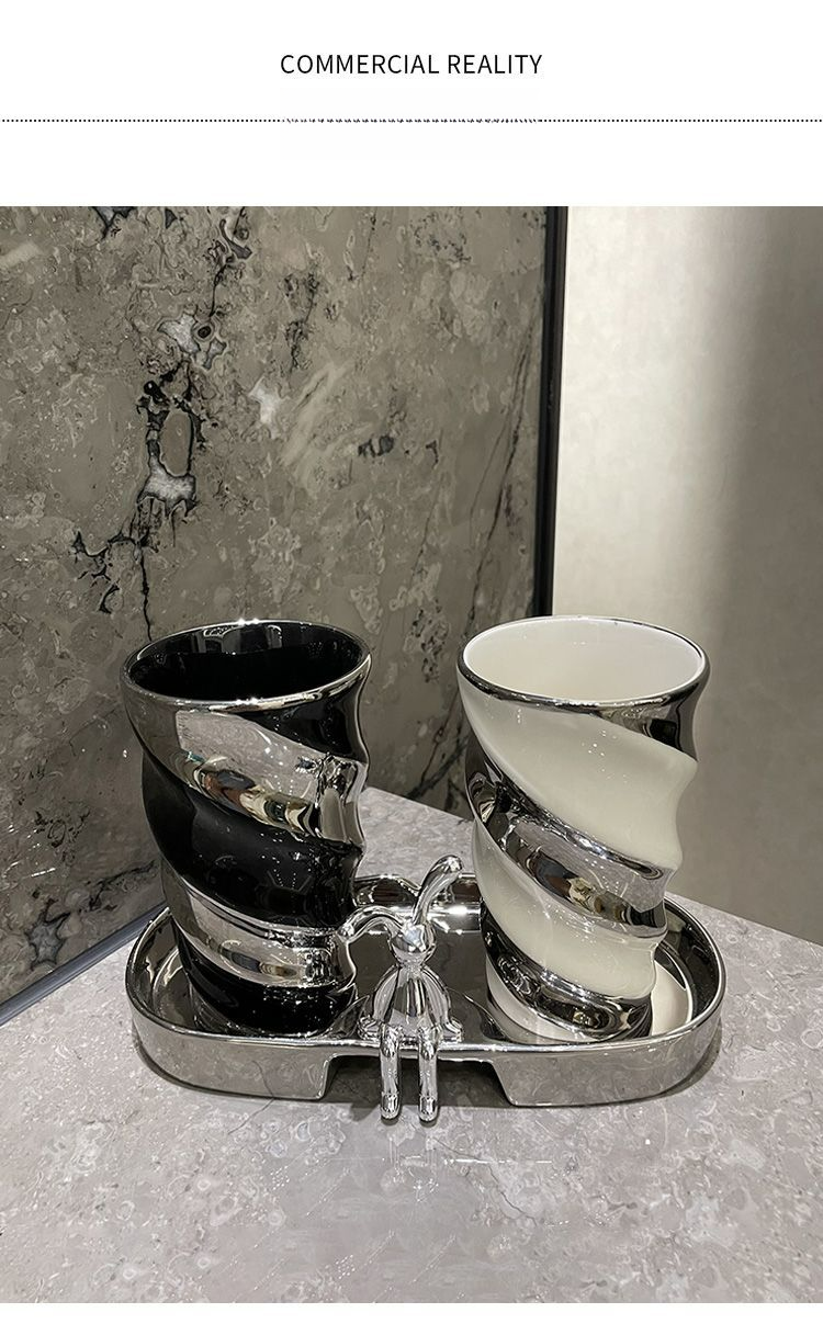 Bicchiere portaspazzolino in ceramica ACZT Kähler - Set per coppie premium con design igienico_voghion.com