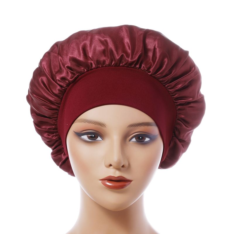 Cuffia da doccia a tesa larga monostrato - Protezione per capelli foderata in raso da 32 cm con elastico alto per donna_voghion.com