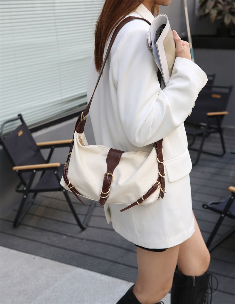 Canvas Dumpling Fashion Shoulder Splicing Small Design Women's Bun Versatile Commuting Ins New Style_voghion.com
