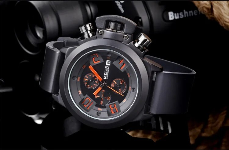 Black Silicone Quartz Luxury Sport Military Wrist es Men Waterproof Clock Chronograph Large Dial e_voghion.com