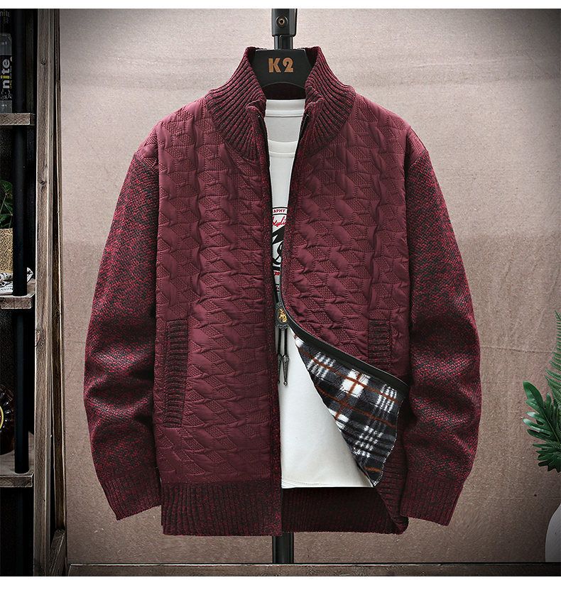 Veste pull décontractée à col montant et fermeture éclair pour homme, doublée en polaire – Pull d'hiver chaud, coupe décontractée, plusieurs coloris et tailles_voghion.com