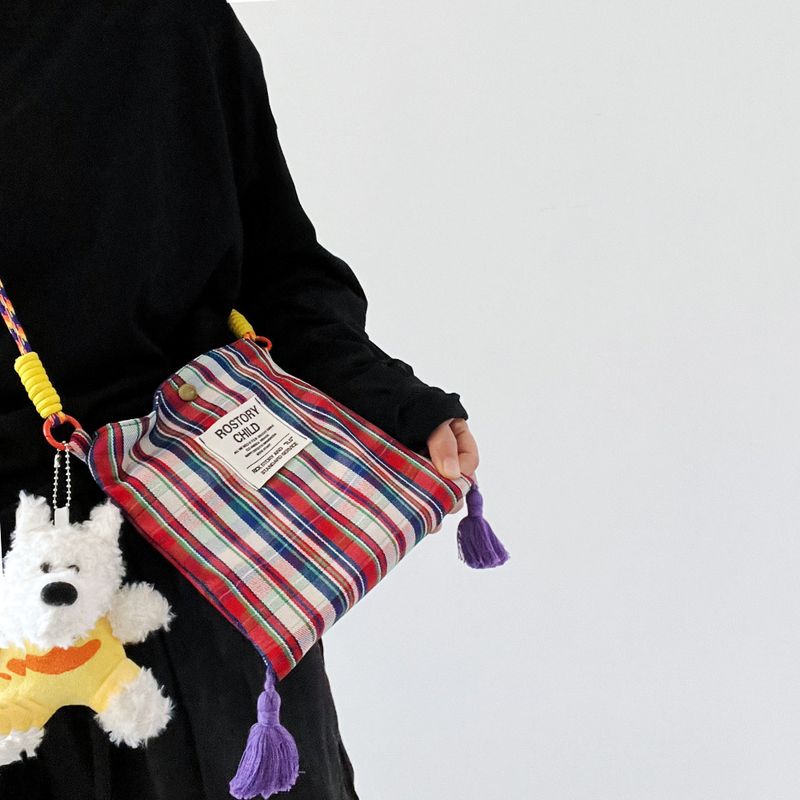 Exquisite Mini-Umhängetasche mit schottischem Karomuster und hoher Sättigung im Nischendesign zum Spazierengehen_voghion.com