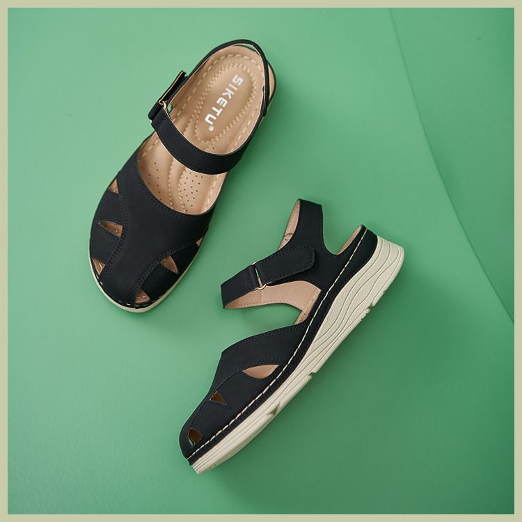 Autumn 2024 New For Women's Comfortable And Casual Tug With Hollow Thick Sole Large Size Sandals_voghion.com