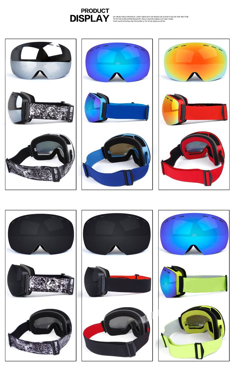 Large spherical foldable myopia glasses, double-layer anti fog adult skiing glasses_voghion.com