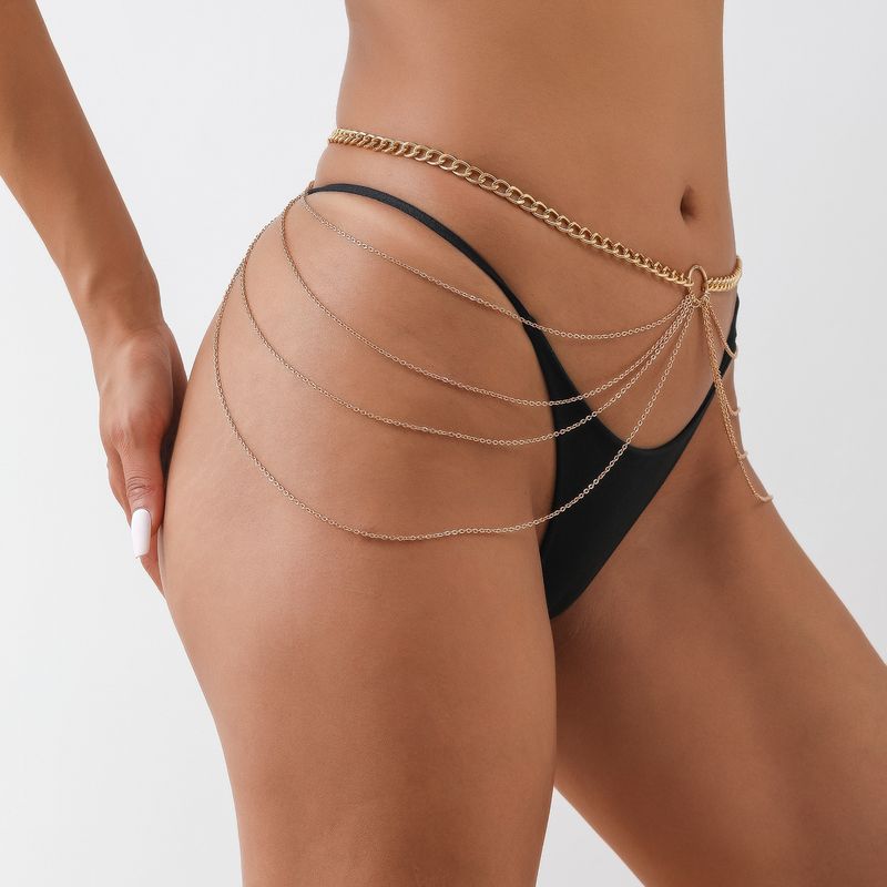 Bauchkette, mehrschichtige Taillenkette aus Metall, sexy Körperkette für den Sommer und den Strand für Frauen und Mädchen_voghion.com