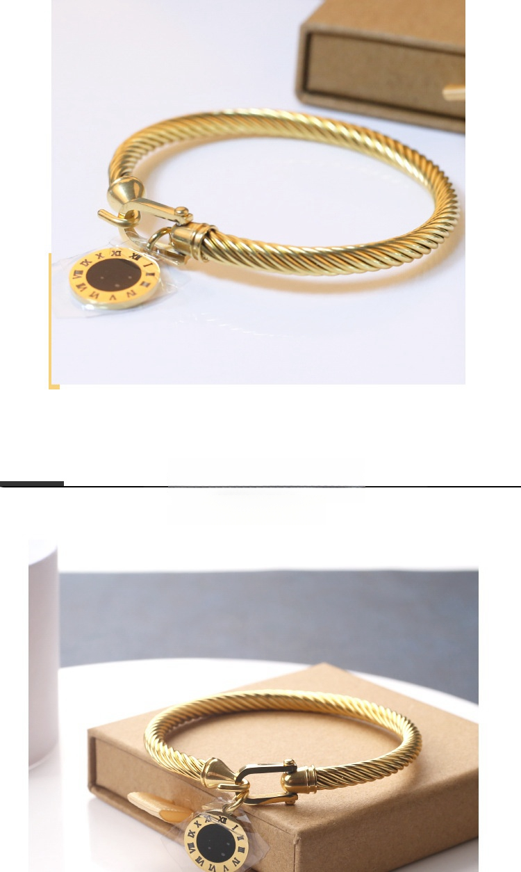 Lettere inglesi fibbia a ferro di cavallo bracciale in acciaio inossidabile numero femminile in acciaio al titanio tag romano gioielli_voghion.com