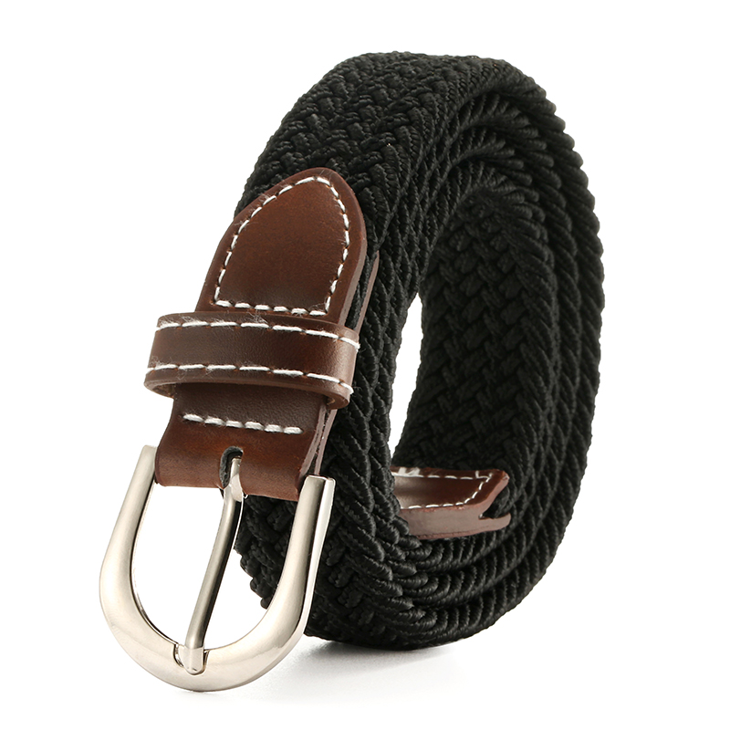 Modischer, perforationsfreier Canvas-einfacher langer kleiner Gürtel für Damen, lässiger, elastischer, geflochtener Gürtel, feiner Gürtel für Damen_voghion.com