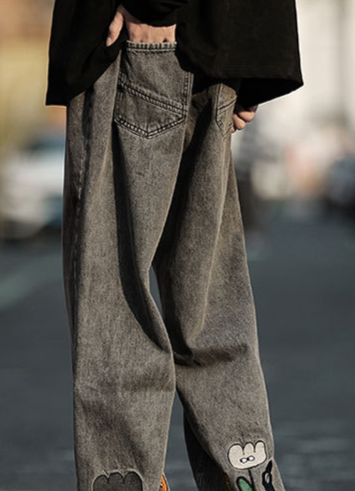 Men's Clothing Spring and Autumn Straight Jeans Men Retro High Street Fashion Brand Handsome Loose Washed Distressed Nine-Point Pants_voghion.com