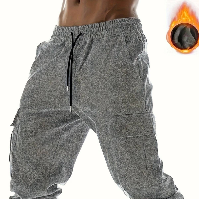 Pantalons de survêtement d'entraînement pour hommes Salopettes de poche pour hommes Pantalons de sport épais et confortables_voghion.com