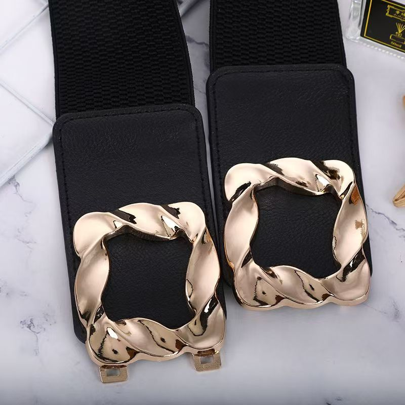 Nouvelle mode femme élastique large taille joint avec doudoune pull robe élastique ceinture décorative_voghion.com