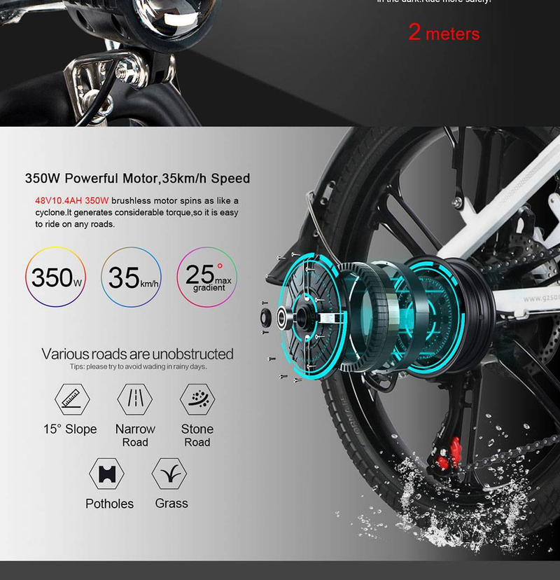 SAMEBIKE 20LVXD30-II Elcykel 20" Sammenklappelig El-knallertcykel 350W Motor 48V 10Ah batteri_voghion.com
