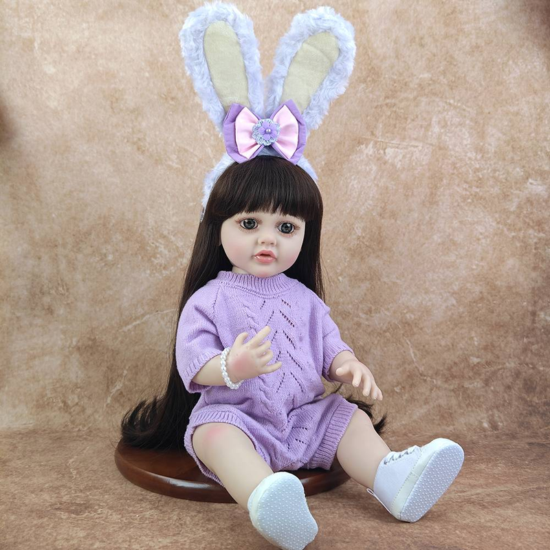 22 Zoll Baby Mädchen Puppe Reborn Kleinkind Puppen 55CM Waschbar und Spielhaus mit Kinder Simulation Spielzeug Geburtstagsgeschenk_voghion.com