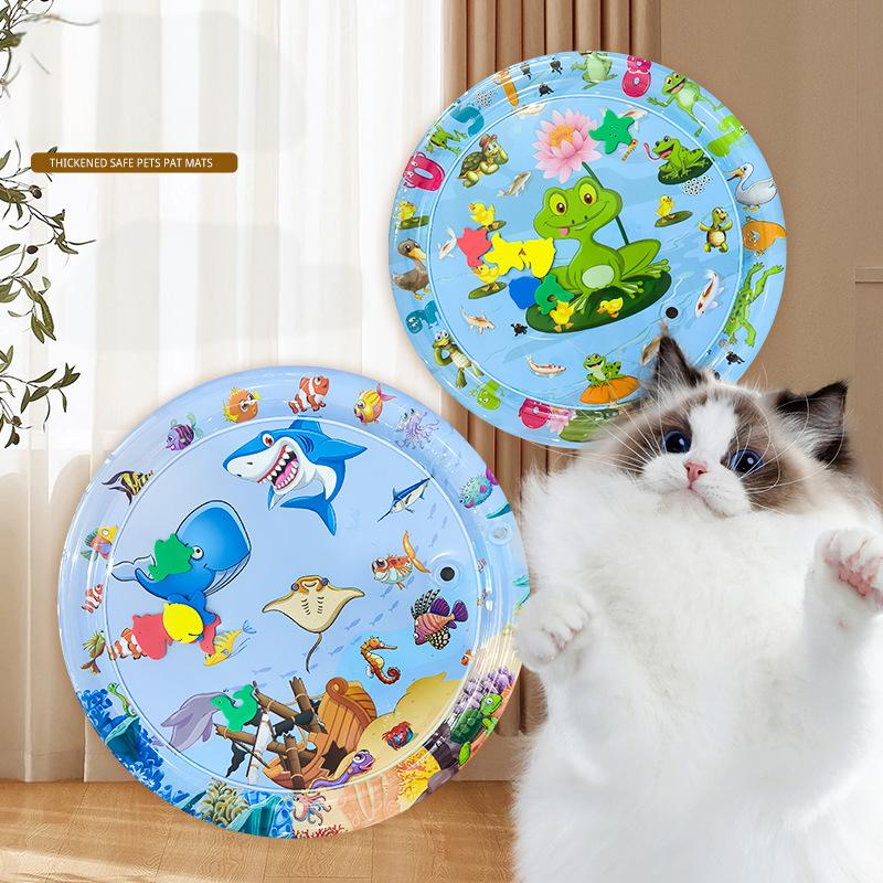 Extra Thick Round Pet Cooling Mat - Durable Eco-PVC Ice Pad For Dogs & Cats Chew-Proof Inflatable Water Cushion With Non-Slip Base_voghion.com