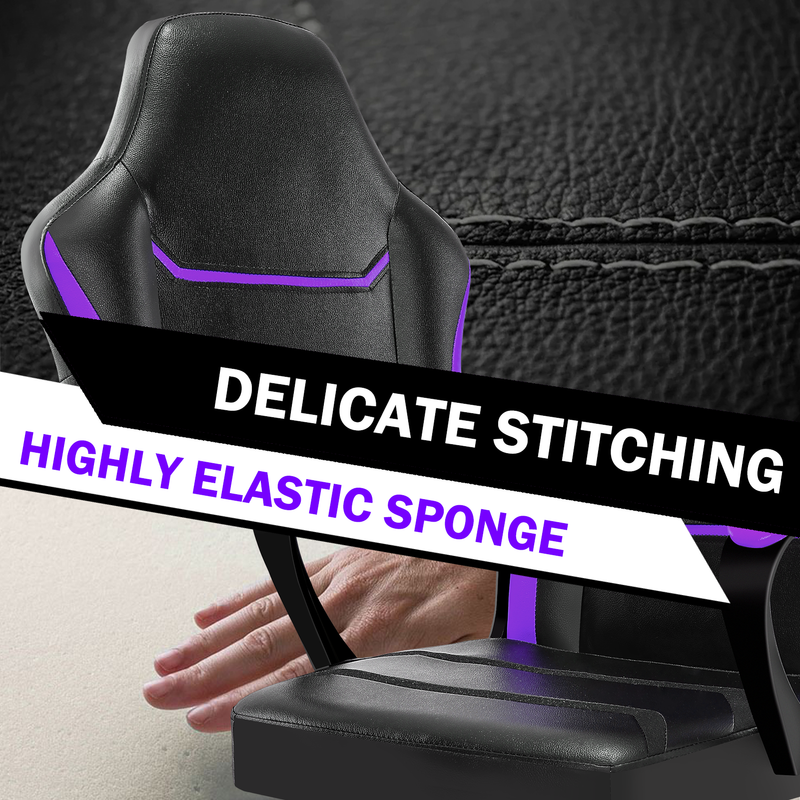 Ergonomischer Gaming-Stuhl mit komfortablen Akzenten, dreilagige Kissen, PU-Leder (wasserdicht, leicht zu reinigen), 136 kg Tragkraft, Gaming/Büro_voghion.com