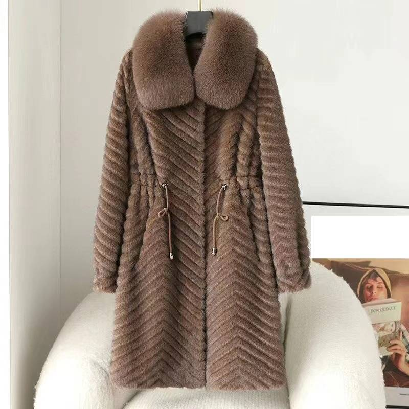 Damenbekleidung Damen Wintermantel aus Kunstnerz, kurze Kapuzenjacke, elegante mittellange Oberbekleidung für Mütter_voghion.com