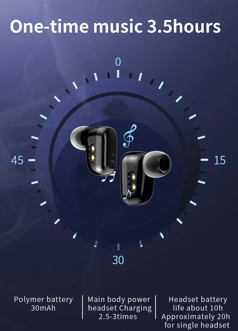 X8S Smart Watch With Built-in TWS Earbuds - Bluetooth Music, Heart Rate Monitor, Waterproof Fitness Tracker For Android, Black_voghion.com