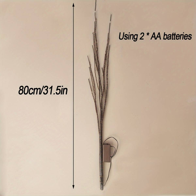 Lámpara de rama de abedul iluminada con 50 LED, funciona con pilas, árbol artificial realista para Navidad y decoración del hogar, disponible en tamaños de 80 cm (pilas no incluidas)._voghion.com