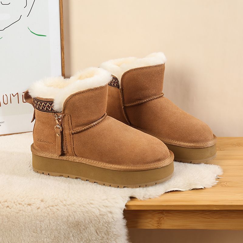 Women's Shoes Side-Zip Snow Boots – Shearling Lined Winter Shoes (Waterproof & Slip-Resistant)_voghion.com