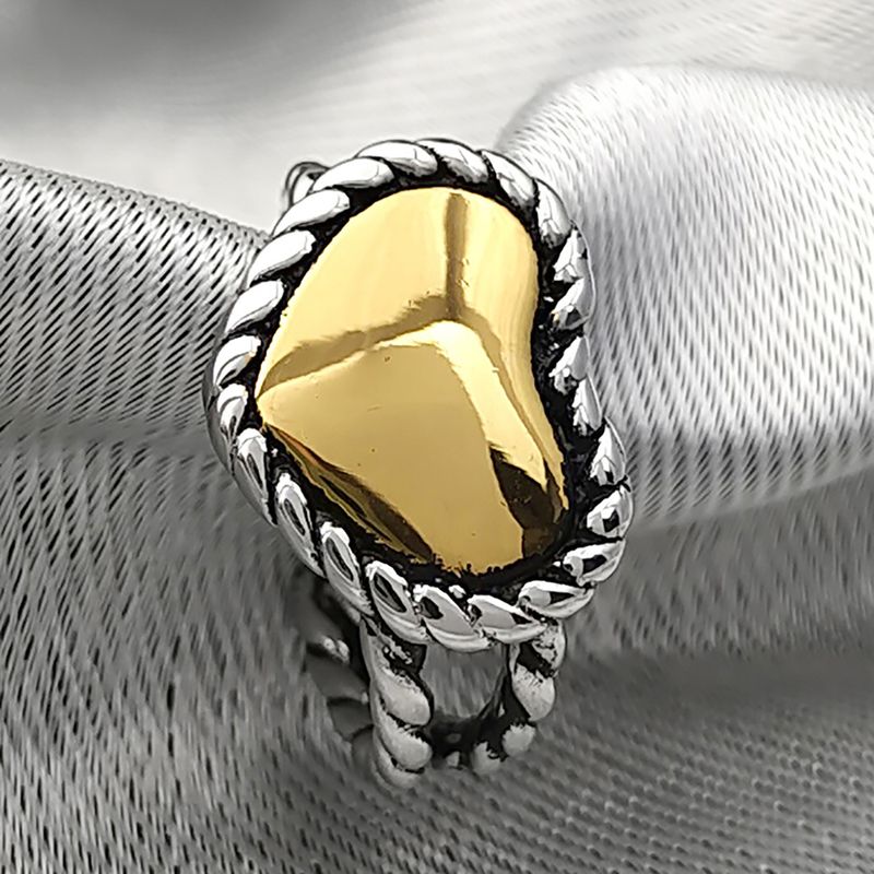 Modischer Retro-Ring aus Edelstahl mit herzförmiger Öffnung, verstellbar, für Herren und Damen, Valentinstag, Urlaubsschmuck_voghion.com