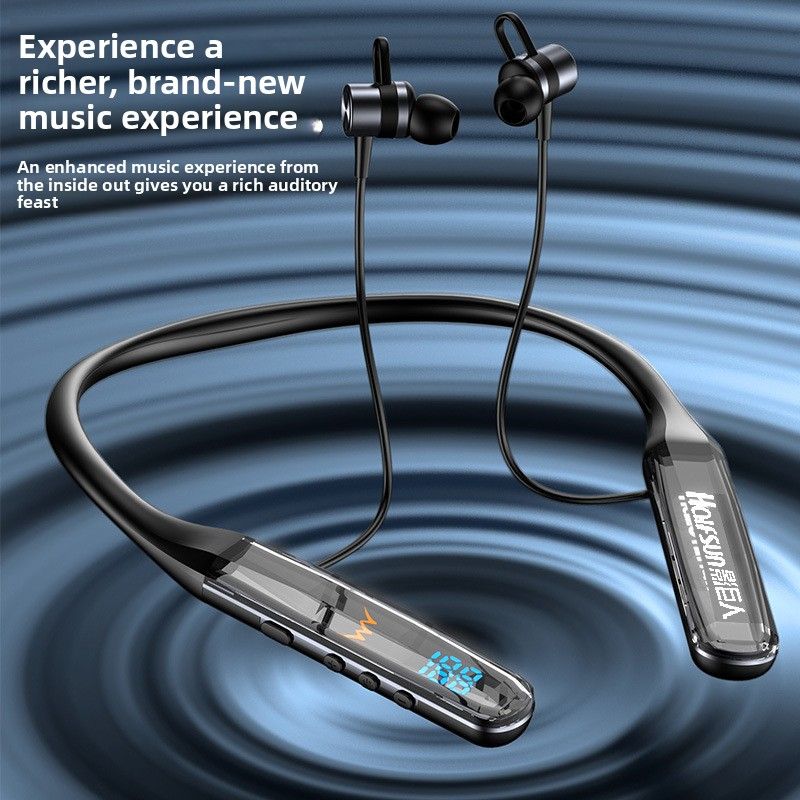 Auricolari sportivi unisex con fascia da collo e display a cristalli liquidi Bluetooth senza fili e batteria a lunga durata_voghion.com