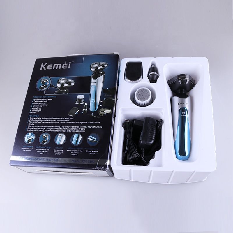Kemei5390 Kit de afeitadora 4 en 1 para hombre, totalmente lavable, eléctrica, inteligente, con pantalla LED, recargable, para afeitadora de pelo_voghion.com