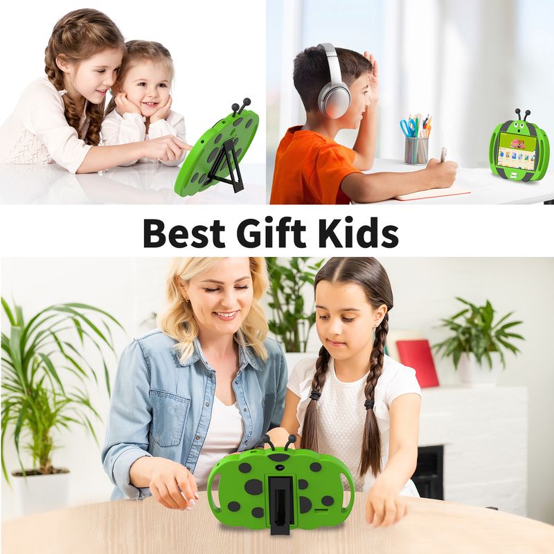 7inch With Protective Silicone Case Quad-core 4+32GB Cute Design Educational Children's Kinds Tablet_voghion.com