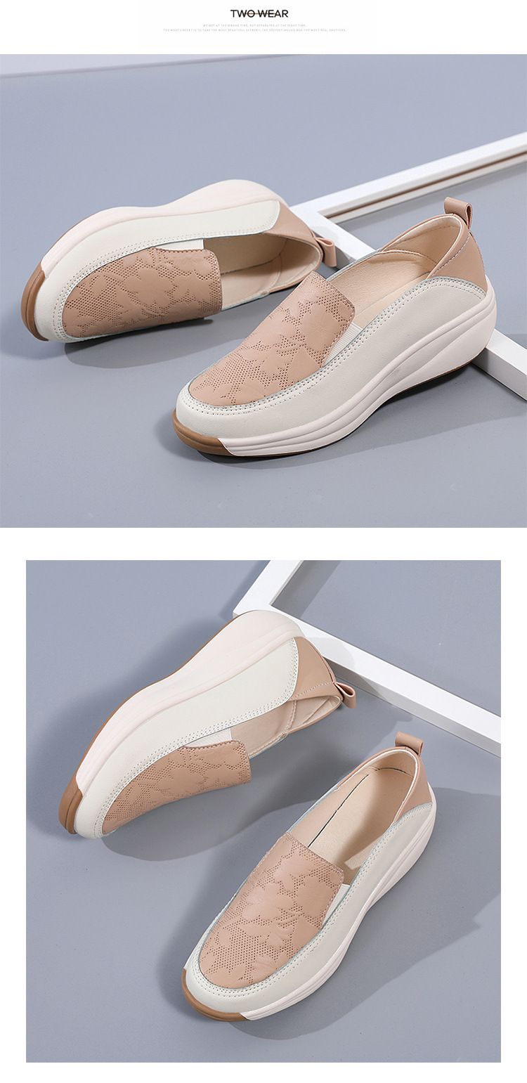 Scarpe da donna in pelle Lefu con suola spessa, versatili, antiscivolo, casual, con un solo passo, con fondo piatto_voghion.com