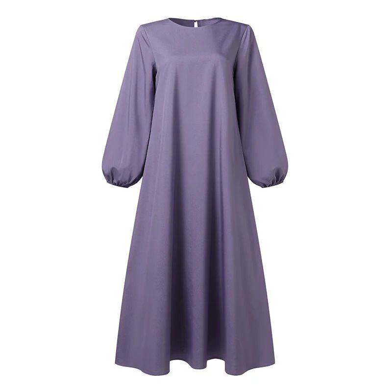 Women Casual loose satin bubble sleeved robe_voghion.com