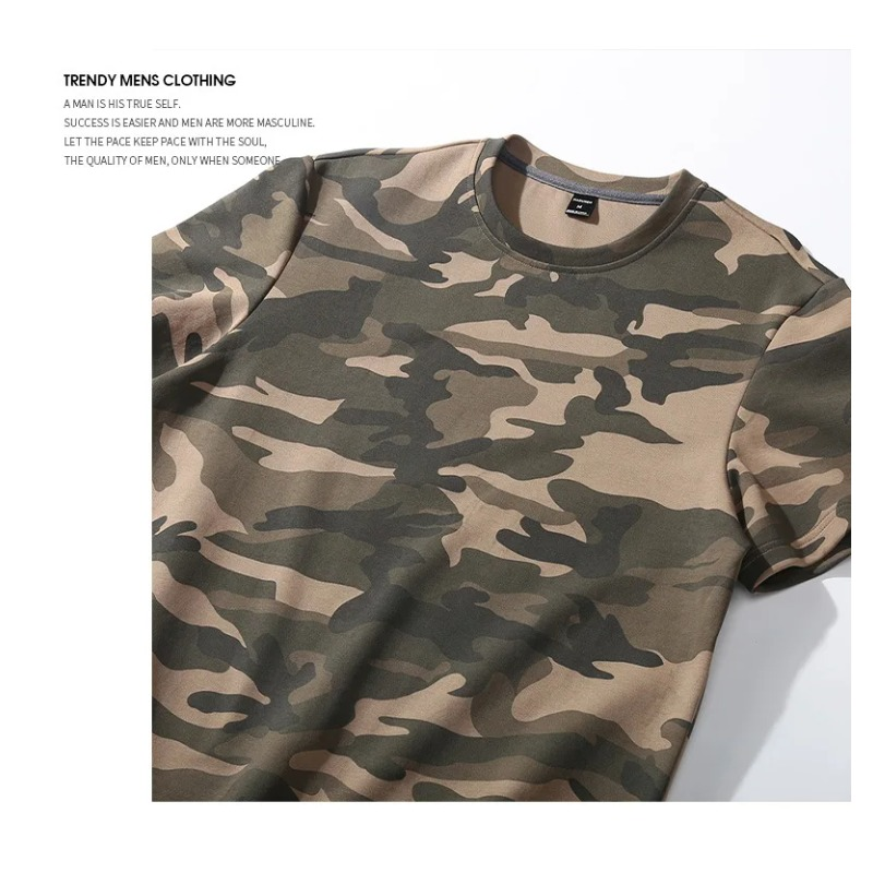 T-shirt mimetica estiva ad asciugatura rapida da uomo Outdoor Casual allentato manica corta O-Collo allenamento militare top Tees uomo Tee Shirt_voghion.com