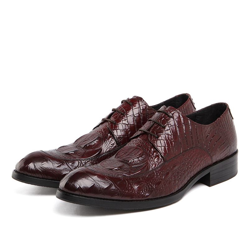 Regal Footwear Men's Pointed Toe Casual British Style Crocodile Pattern Business Formal Leather Cowhide European Low-top Trendy Shoes_voghion.com