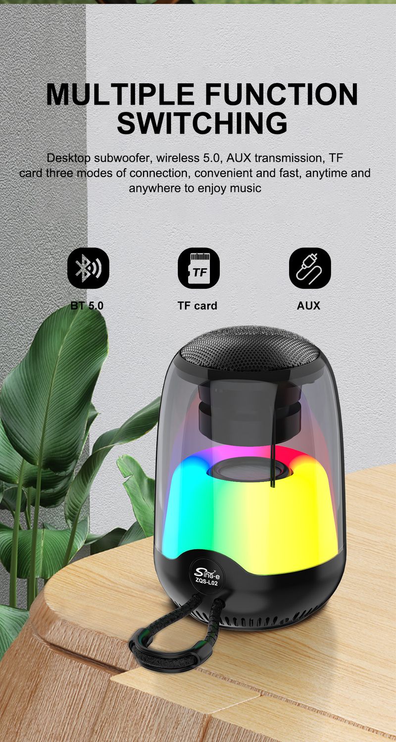 ZQS-L02 Trådløs Bluetooth-høyttaler Utendørs Bærbar Mini Liten Lyd Skrivebord Bil Subwoofer_voghion.com