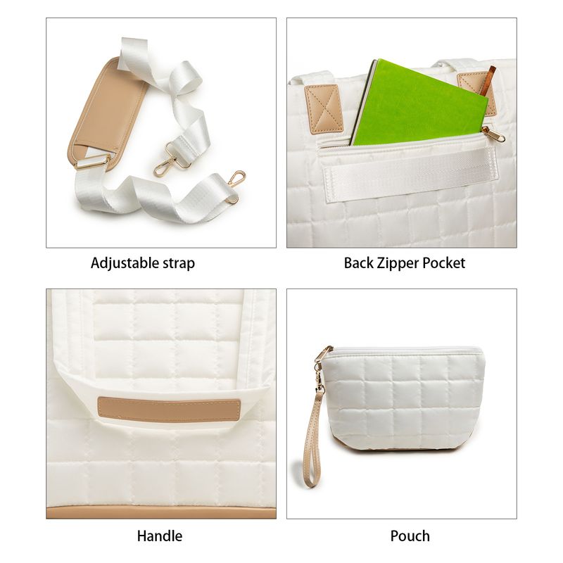 Bolsa feminina para laptop, bolsa acolchoada com zíper, bolsa de trabalho fofa_voghion.com