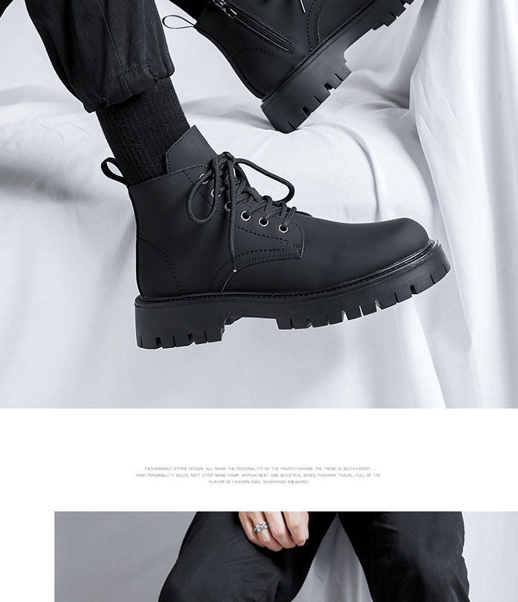 Martin stiefel männer Britischen stil high-top dicken boden höhe zunehmende werkzeug leder stiefel high-top motorrad mode stiefel 3305-R_voghion.com