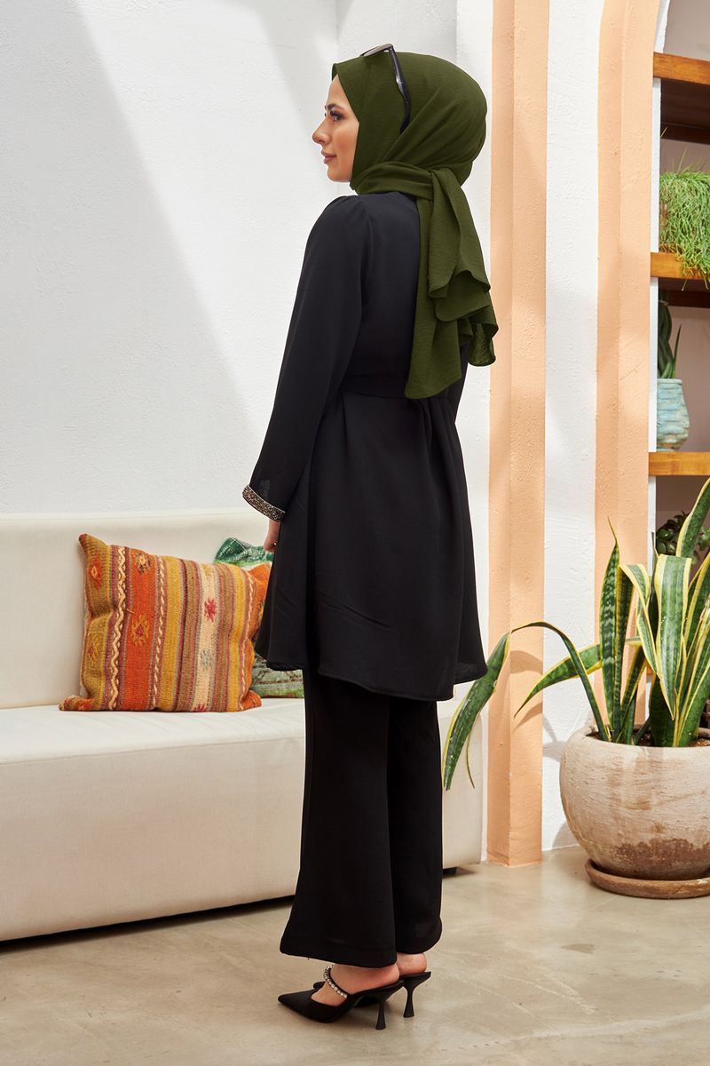 Damenbekleidung Muslimische Damenmode Hot Diamond Loose Top Schlaghose 2-teiliger Anzug_voghion.com