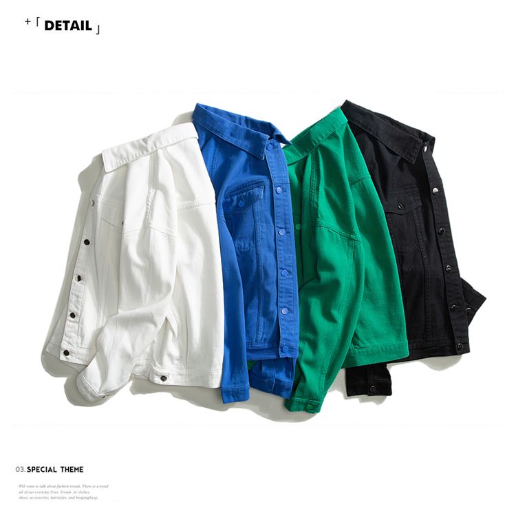 2024 Autumn Men's Oversize White Denim Jacket Fashion Streetwear Cotton Casual Loose High Quality Jean Coats Blue Green Black_voghion.com