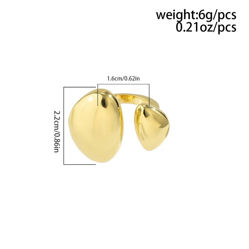 Ins Liquid Lava Metal Curved Female Folded Smooth Hug Open Ring Set_voghion.com